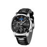 Reloj Lige cuarzo plateado y negro pulsera cuero negro en relocol tienda de relojes